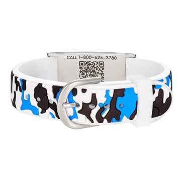 QR Code Child Titanium Medical ID Bracelet Blue Camo, Blue Camo, large image number 2